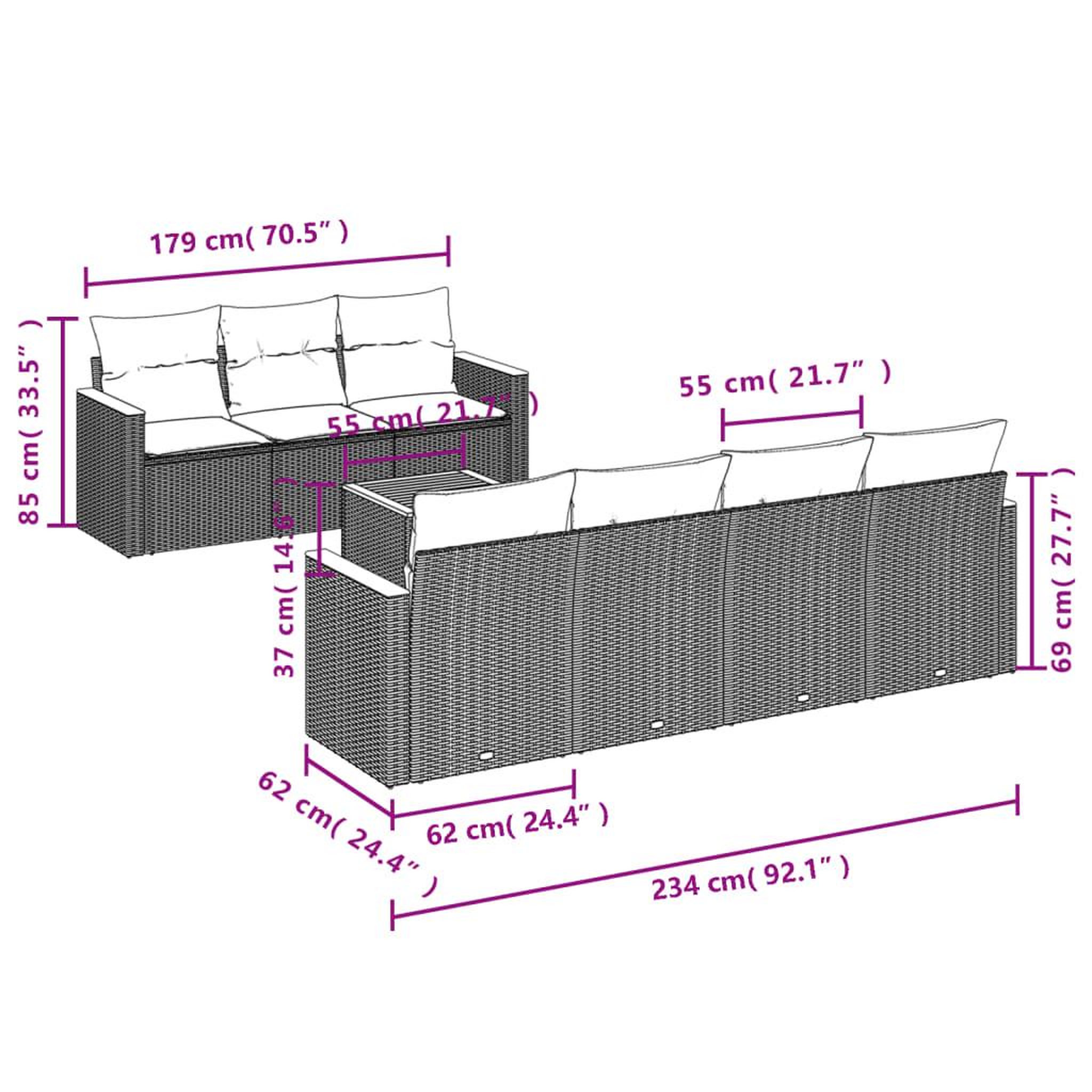 Voir la diapositive 3 : VIDAXL Salon de jardin 8 pcs avec coussins noir resine tressee