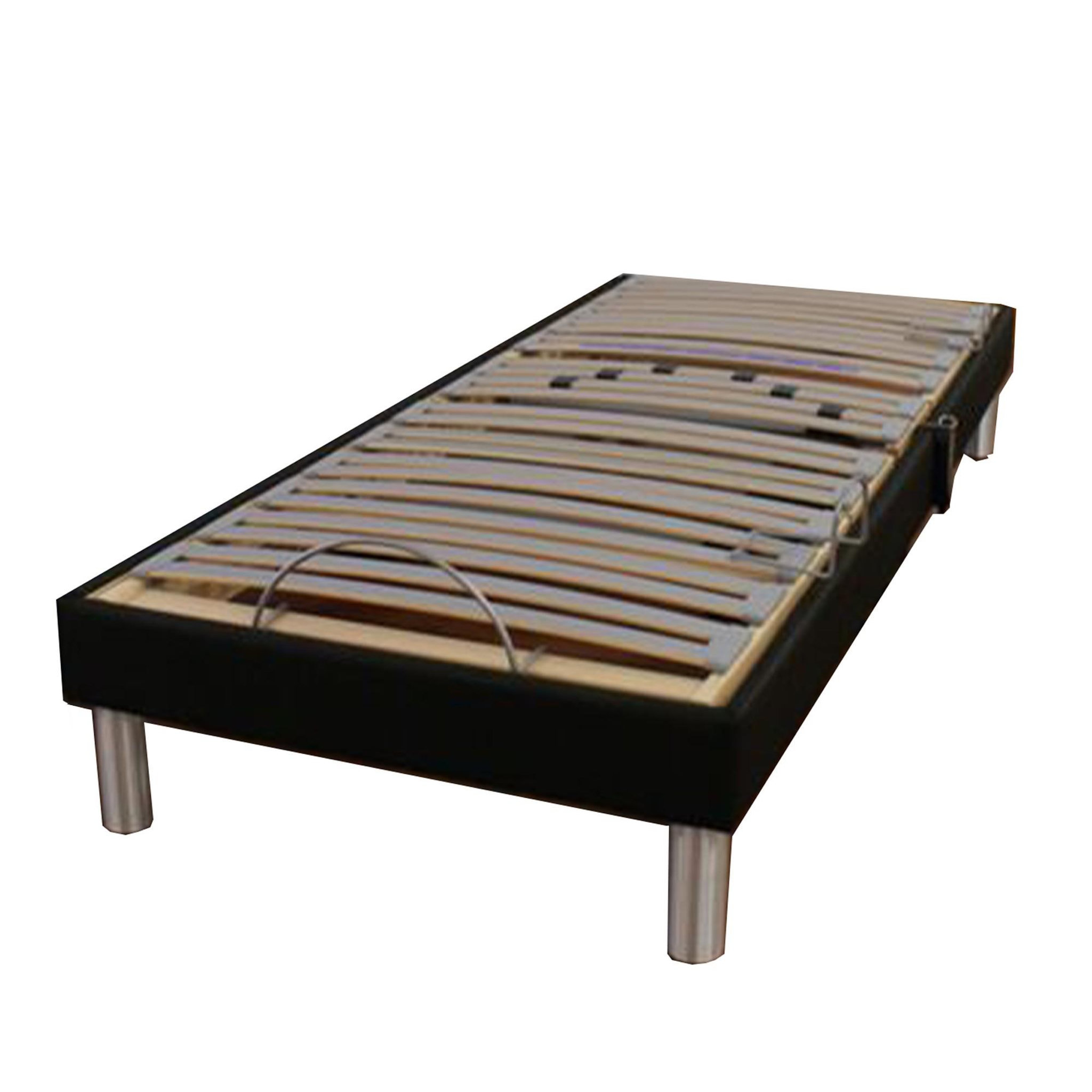 Voir la diapositive 2 : IDLITERIE Sommier électrique relaxation tous lattes cadre tissu noir 80 x 200