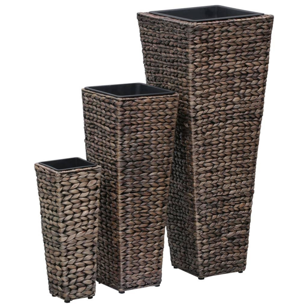 VIDAXL Lits sureleves 3 pcs Jacinthe d'eau Marron fonce