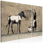 Paris Prix Tableau 3 Panneaux  Banksy - Washing Zebra on Concrete. Coloris disponibles : Multicolore