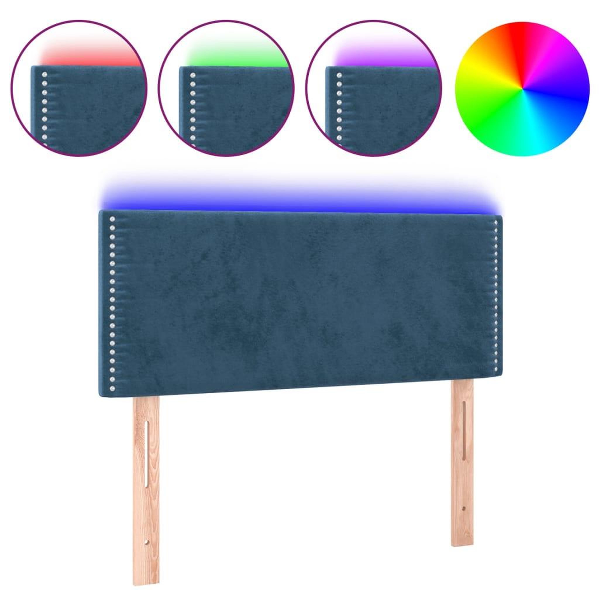 Voir la diapositive 2 : VIDAXL Tete de lit a LED Bleu fonce 80x5x78/88 cm Velours