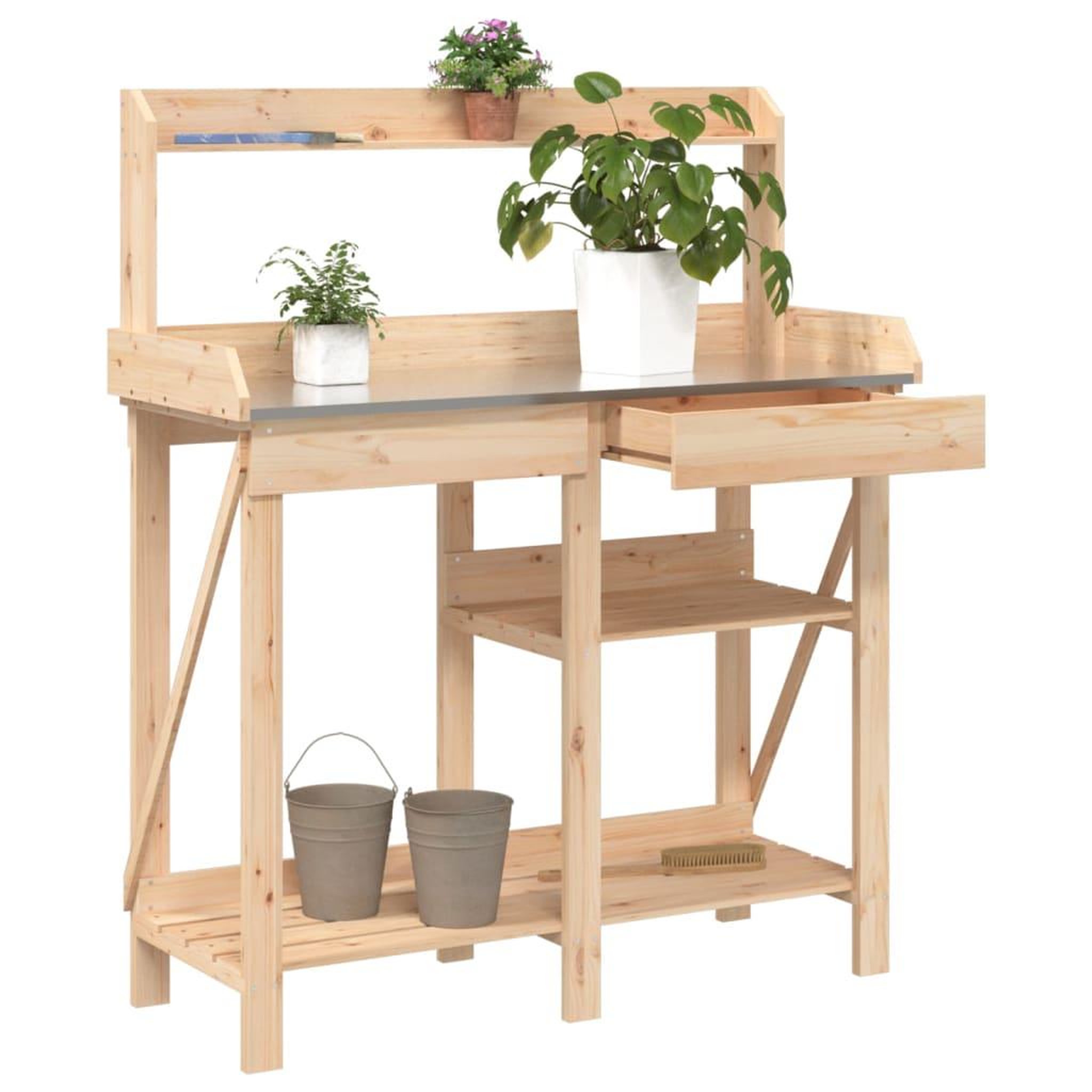 VIDAXL Banc de rempotage avec etageres bois massif de sapin