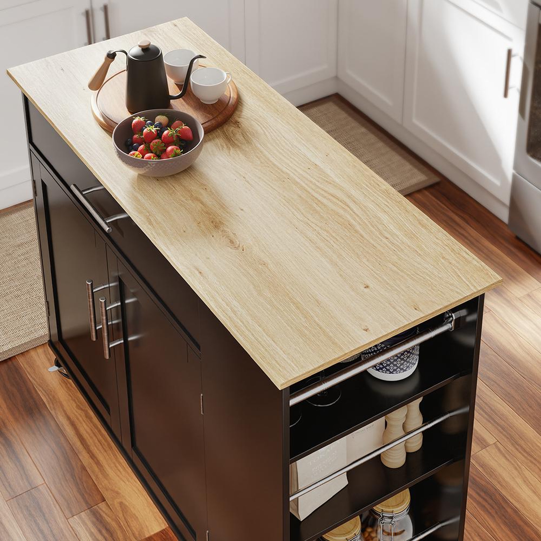 Voir la diapositive 4 : SOBUY Îlot de cuisine mobile avec tiroir et rangement, noir, 99x40x84.3 cm, fkw133-sch
