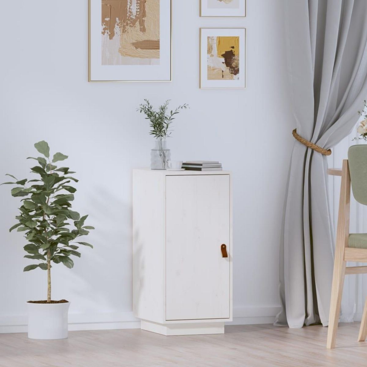 VIDAXL Buffet Blanc 34x40x75 cm Bois massif de pin