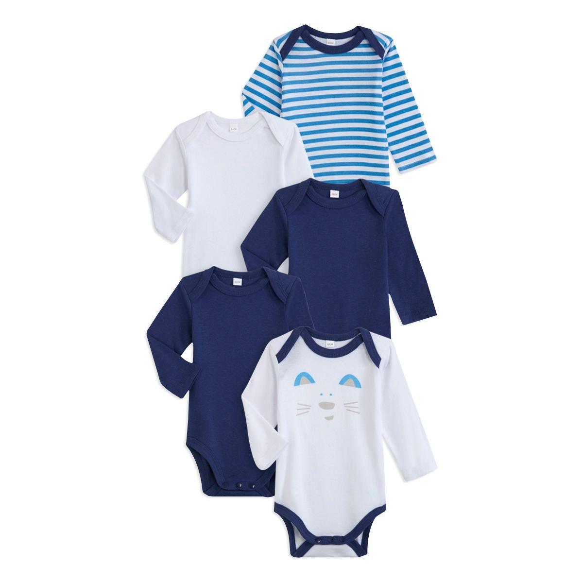 IN EXTENSO Lot de 5 bodies manches longues bébé 