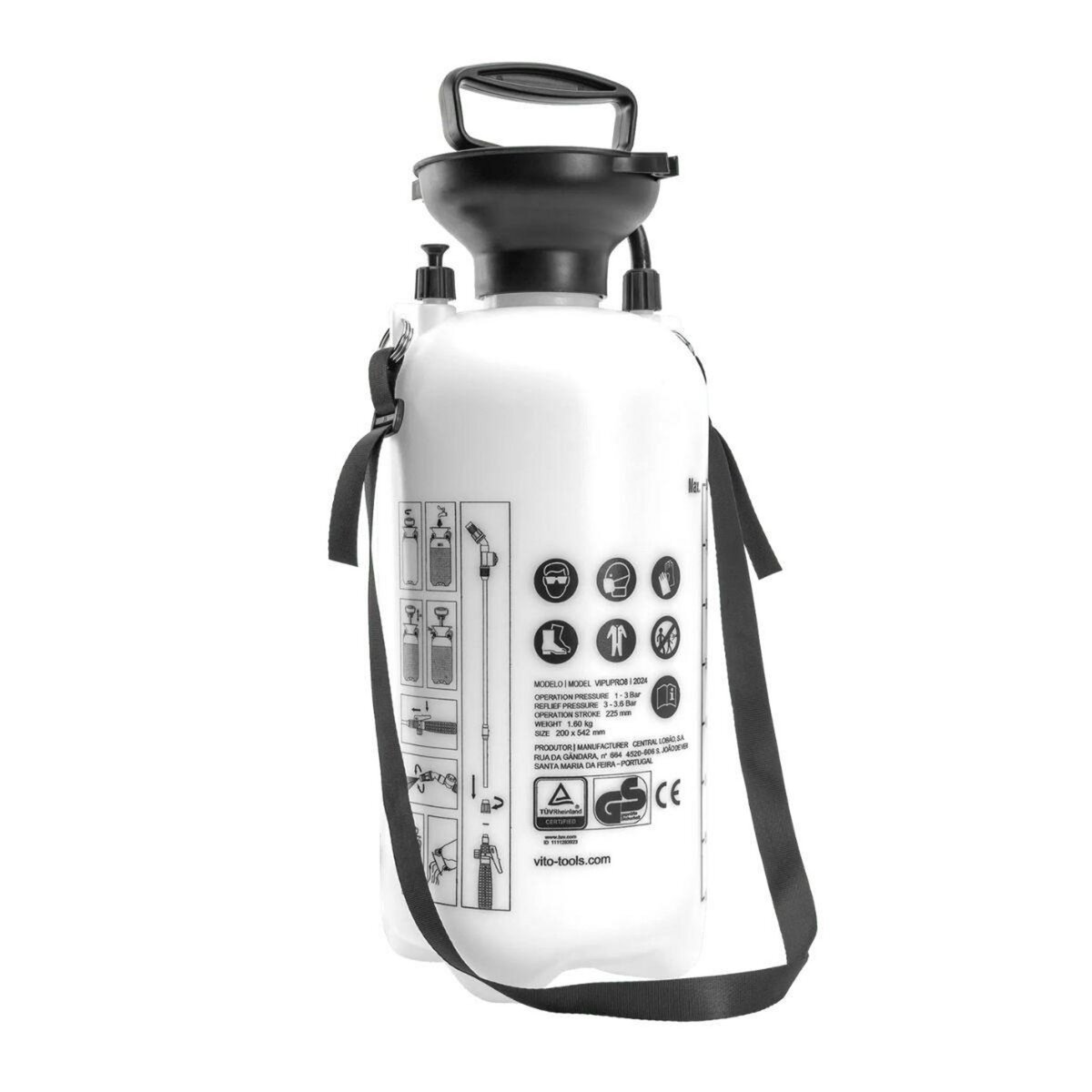 VITO Pulvérisateur de Jardin 8L Produits Corrosifs, Alcalins Régulateur de pression 4 Buses VITO