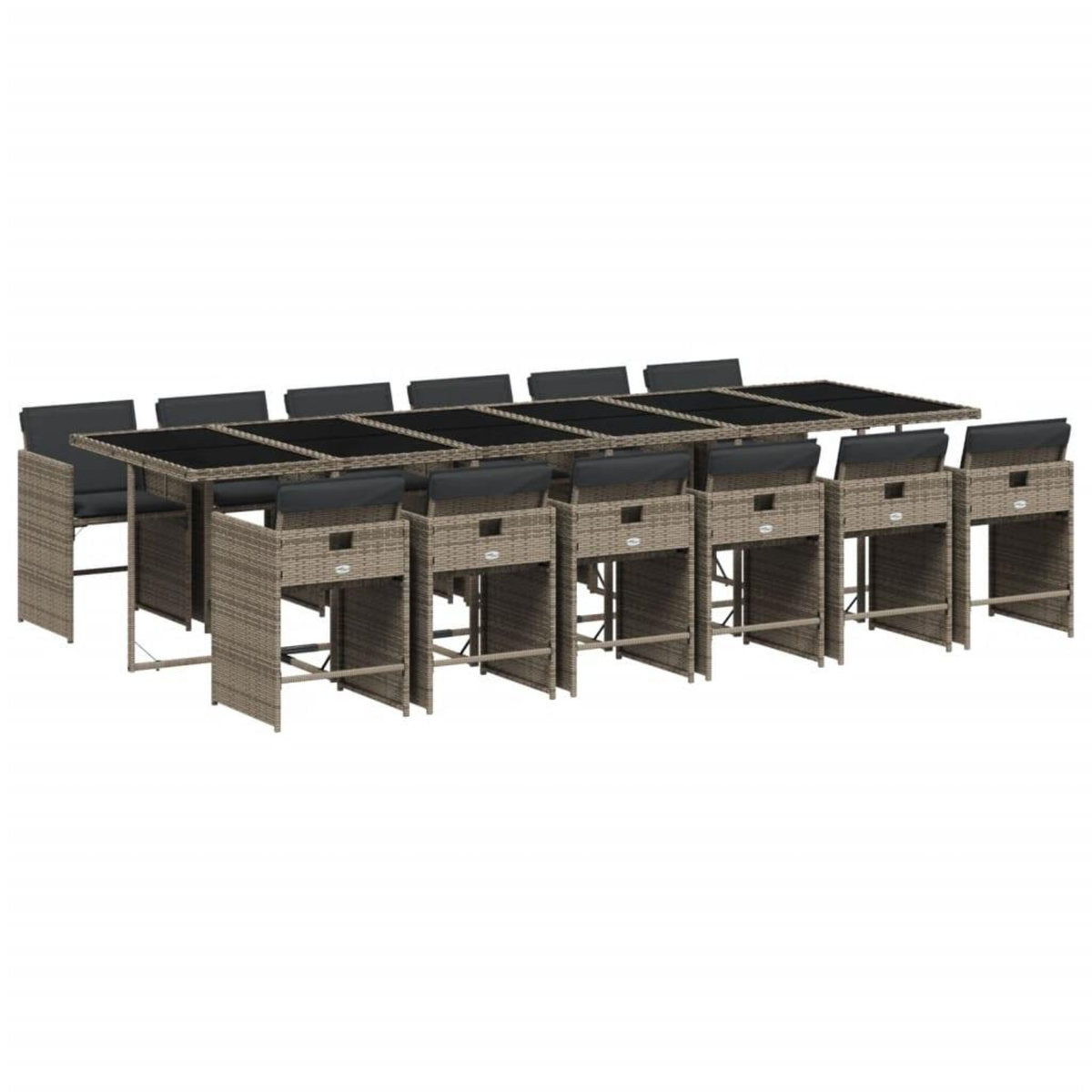 VIDAXL Ensemble a manger de jardin coussins 13 pcs gris resine tressee