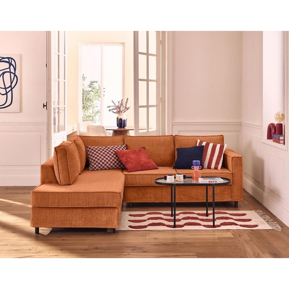 LISA DESIGN Jake - canapé déhoussable d'angle gauche 5 places en velours texturé