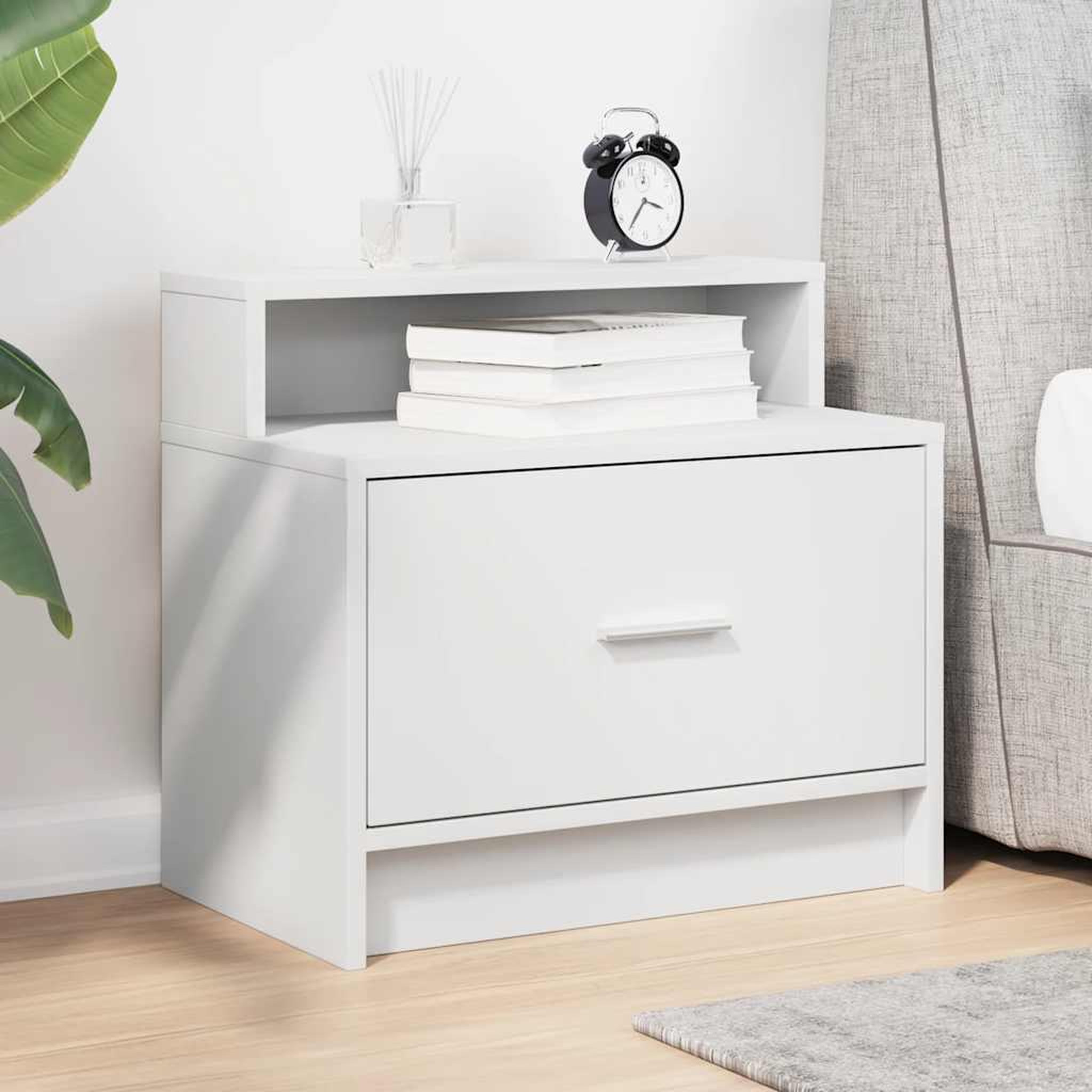 Voir la diapositive 3 : VIDAXL Table de chevet avec tiroir blanc 51x31x47 cm