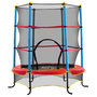 Voir la diapositive 1 : HOMCOM Trampoline de jardin enfant Ø 1,65 × 1,62H m filet de sécurité porte zipée couvre-ressorts + 6 poteaux rembourrés inclus rouge bleu noir