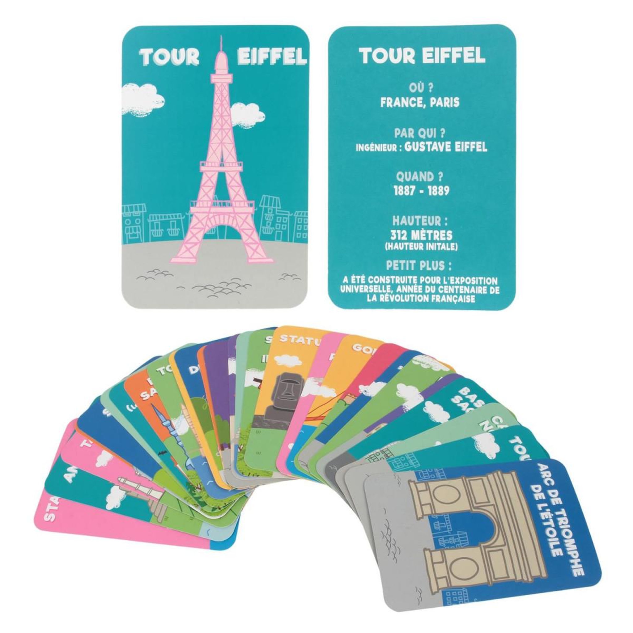 Voir la diapositive 2 : Jeux 2 momes Jeu de Cartes Educatives  Monuments  17cm Multicolore