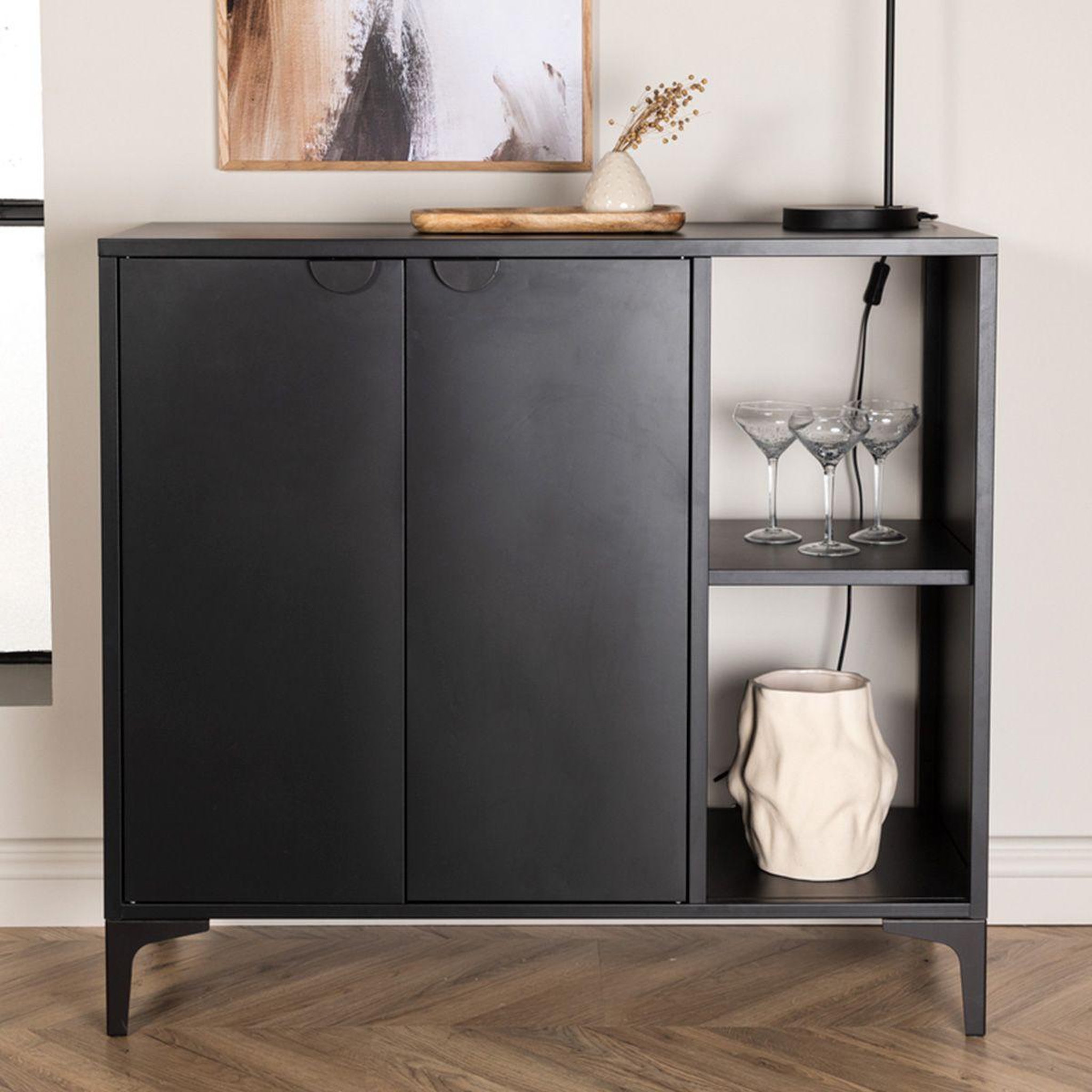 Voir la diapositive 6 : Paris Prix Buffet 2 portes en métal  piring  110cm noir