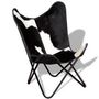 Voir la diapositive 5 : VIDAXL Chaise papillon noir et blanc cuir de vache