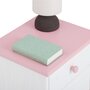 IDIMEX Table de chevet RONDO avec 2 tiroirs, table de nuit en pin massif, chevet en bois lasuré blanc et rose