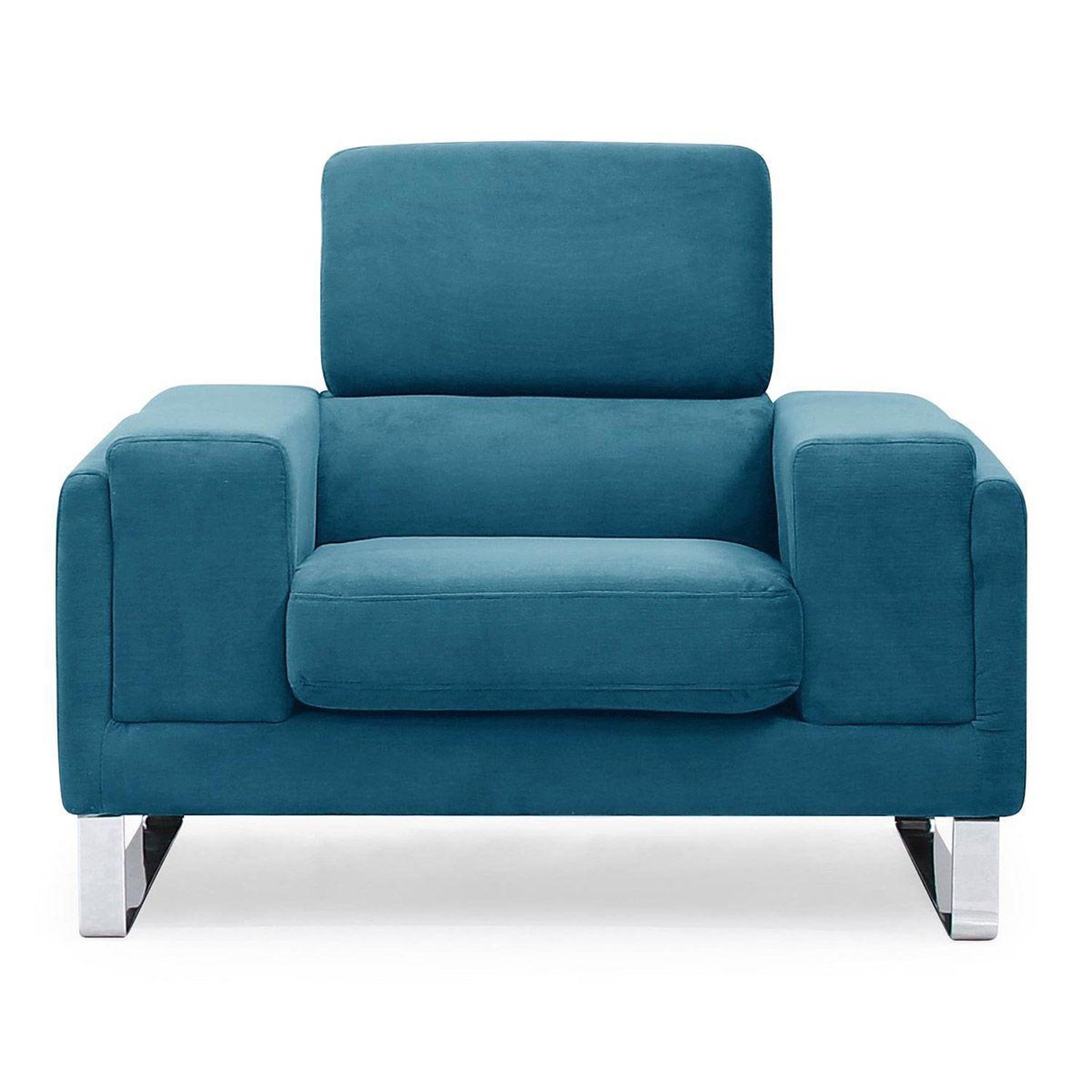 Voir la diapositive 2 : Paris Prix Fauteuil design en velours côtelé  ezekiel  104cm bleu