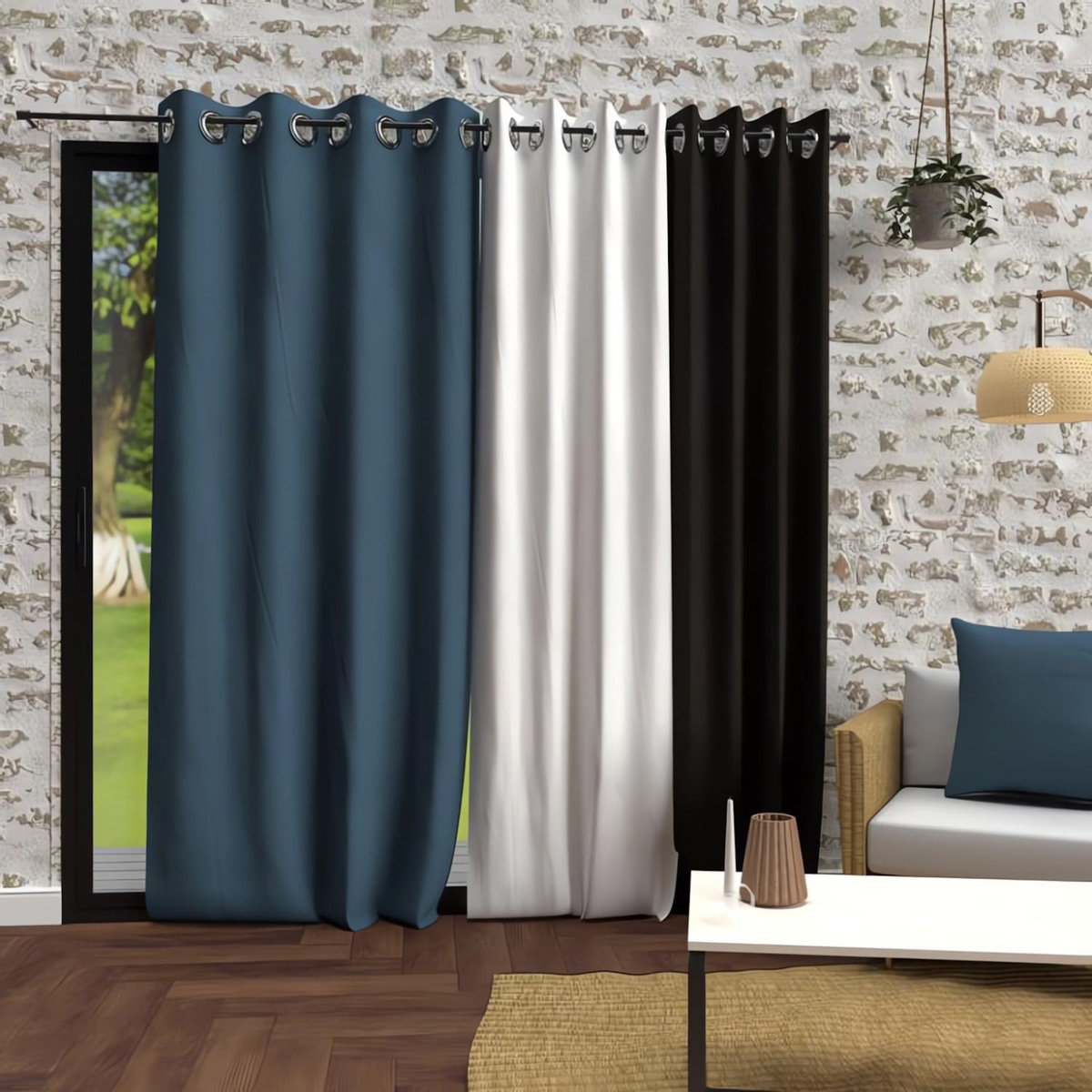 SOLEIL D'OCRE Rideau à oeillets en microfibre lavée BOHEME, par Soleil d'Ocre