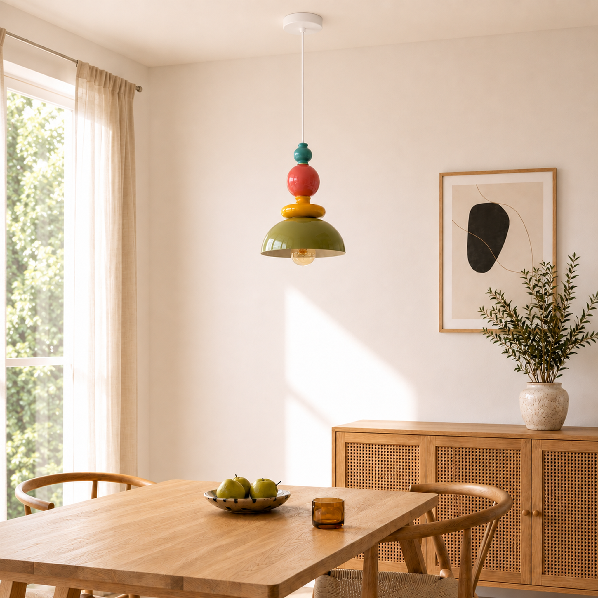 Voir la diapositive 5 : MAISON PAVANE Suspension en céramique multicolore d23,3 cm-pili