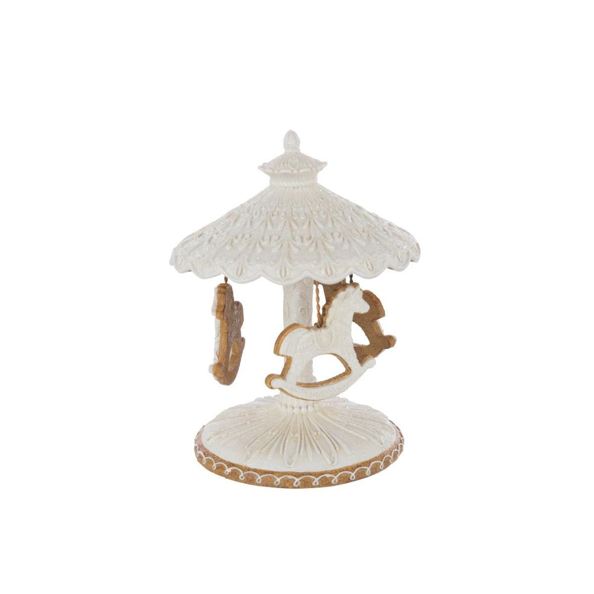 Voir la diapositive 4 : J-LINE Carrousel de chevaux déco  danae  22cm beige