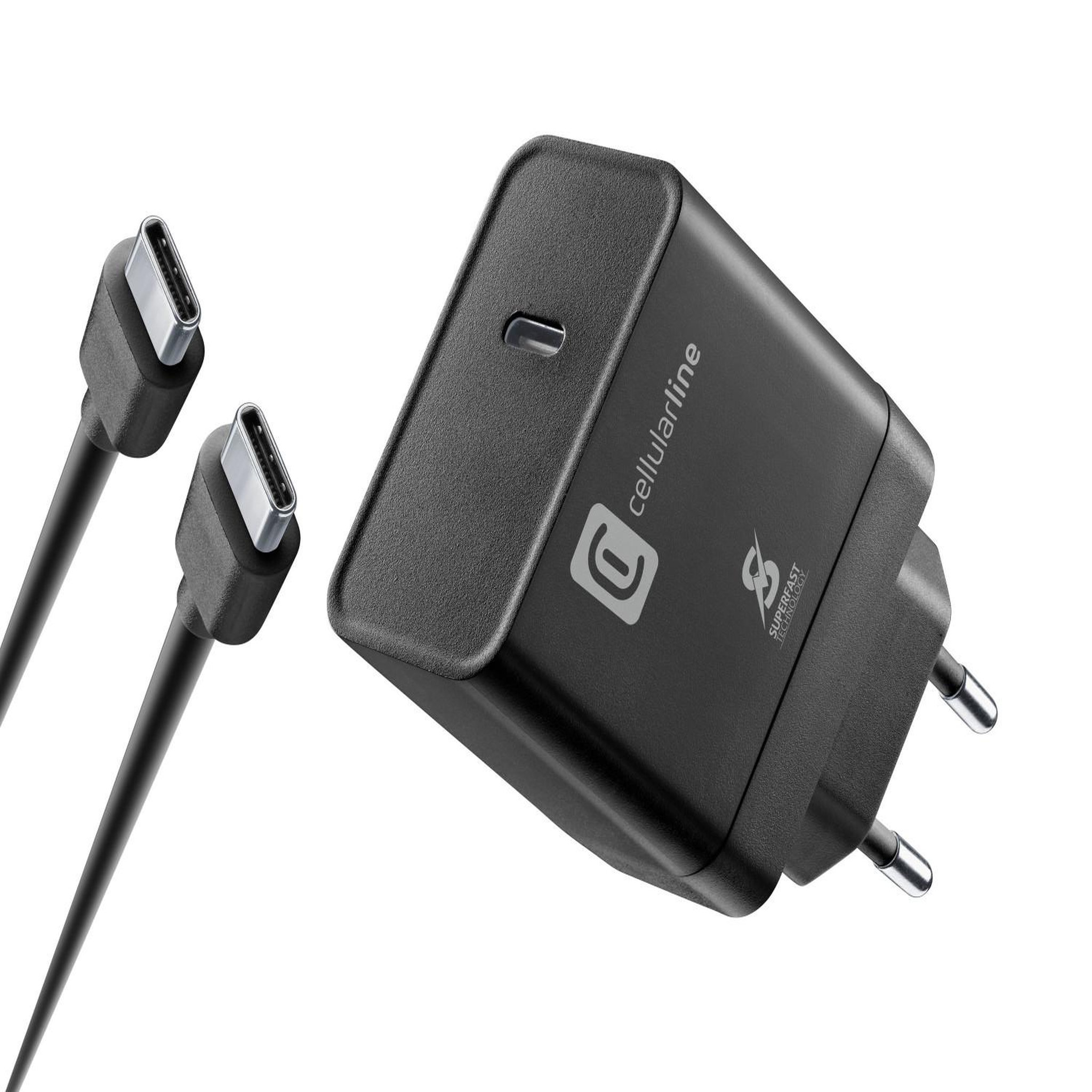 Voir la diapositive 2 : CELLULAR LINE Cellularline chargeur super rapide usb c 45 w noir chargeur réseau