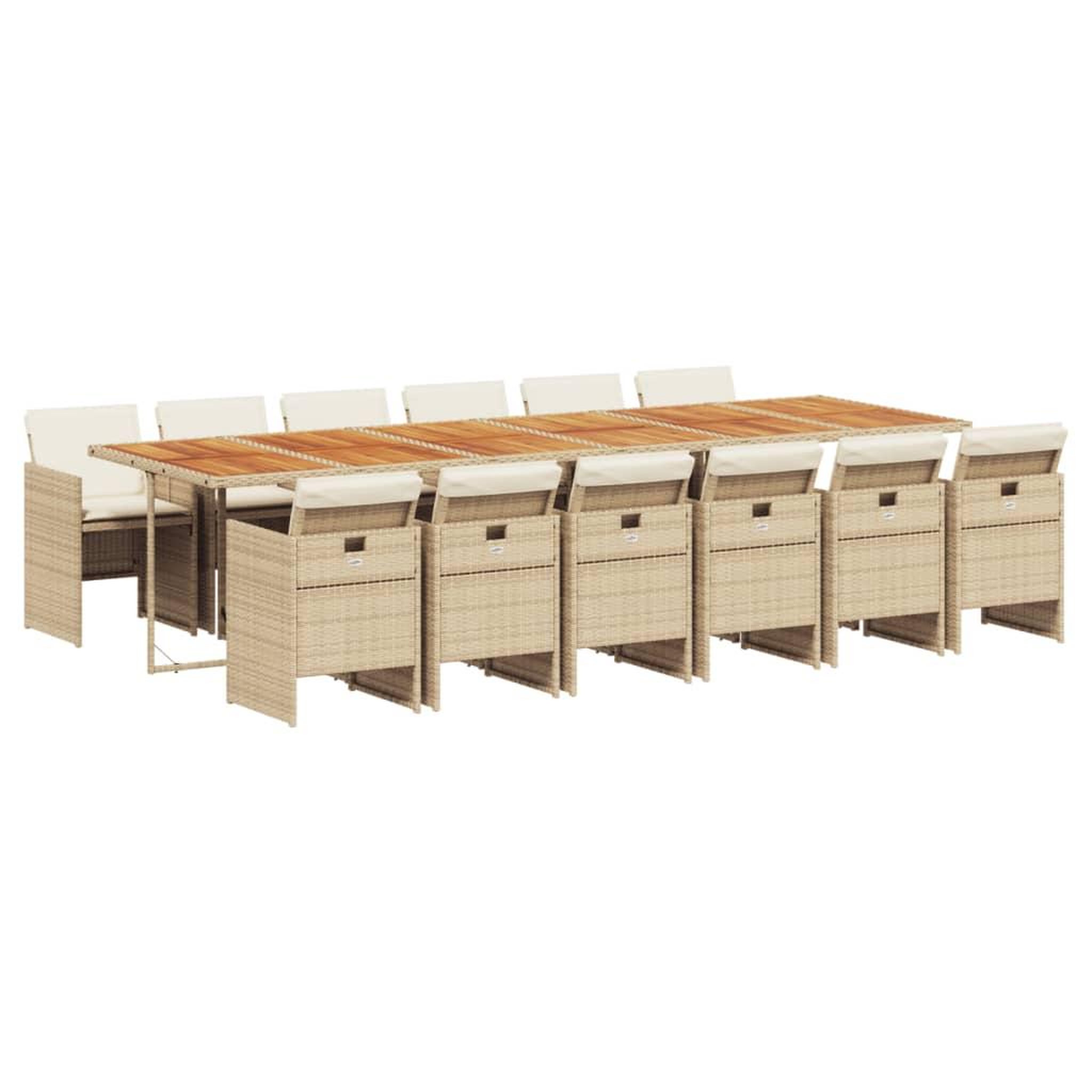 Voir la diapositive 2 : VIDAXL Ensemble a manger de jardin et coussins 13 pcs beige