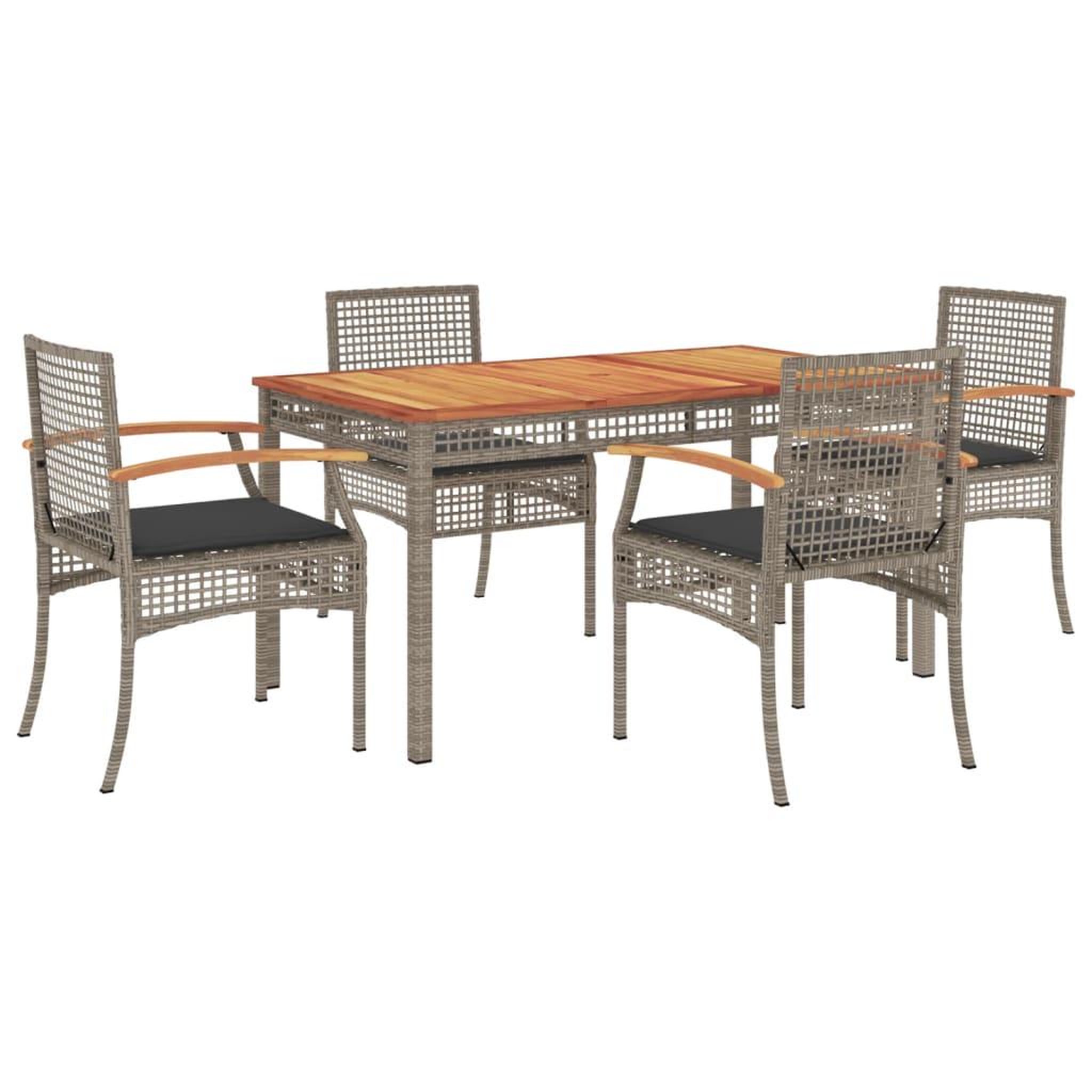 Voir la diapositive 2 : VIDAXL Ensemble a manger de jardin 5 pcs coussins gris resine tressee