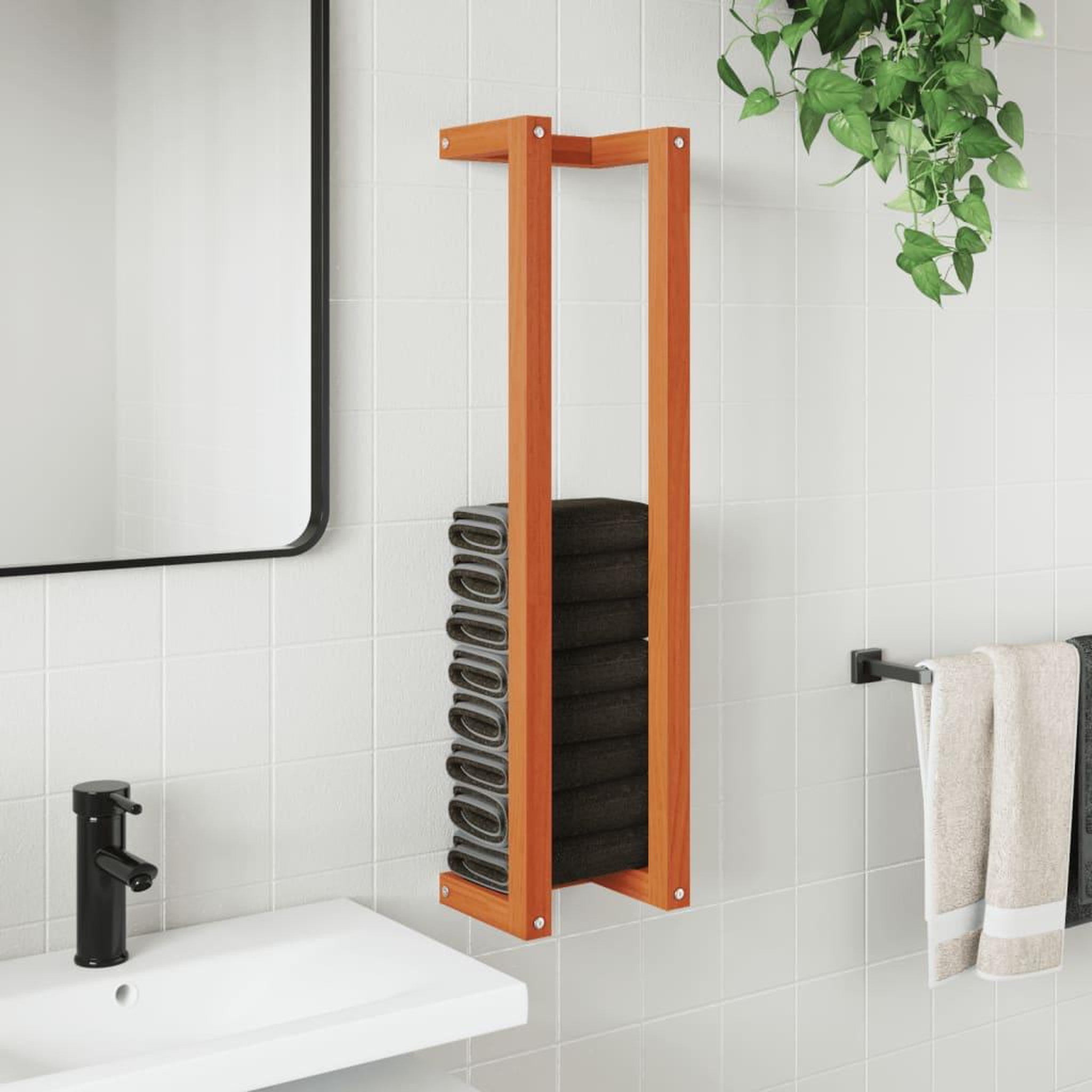 Voir la diapositive 3 : VIDAXL Porte-serviette marron cire 23x18x90 cm bois de pin massif
