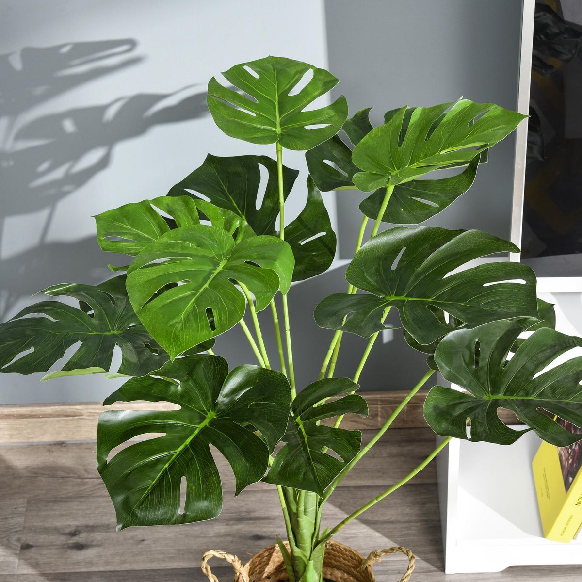 OUTSUNNY Arbre artificiel plante artificielle Monstera H. 85 cm tronc branches lichen feuilles de tortue grand réalisme pot inclus