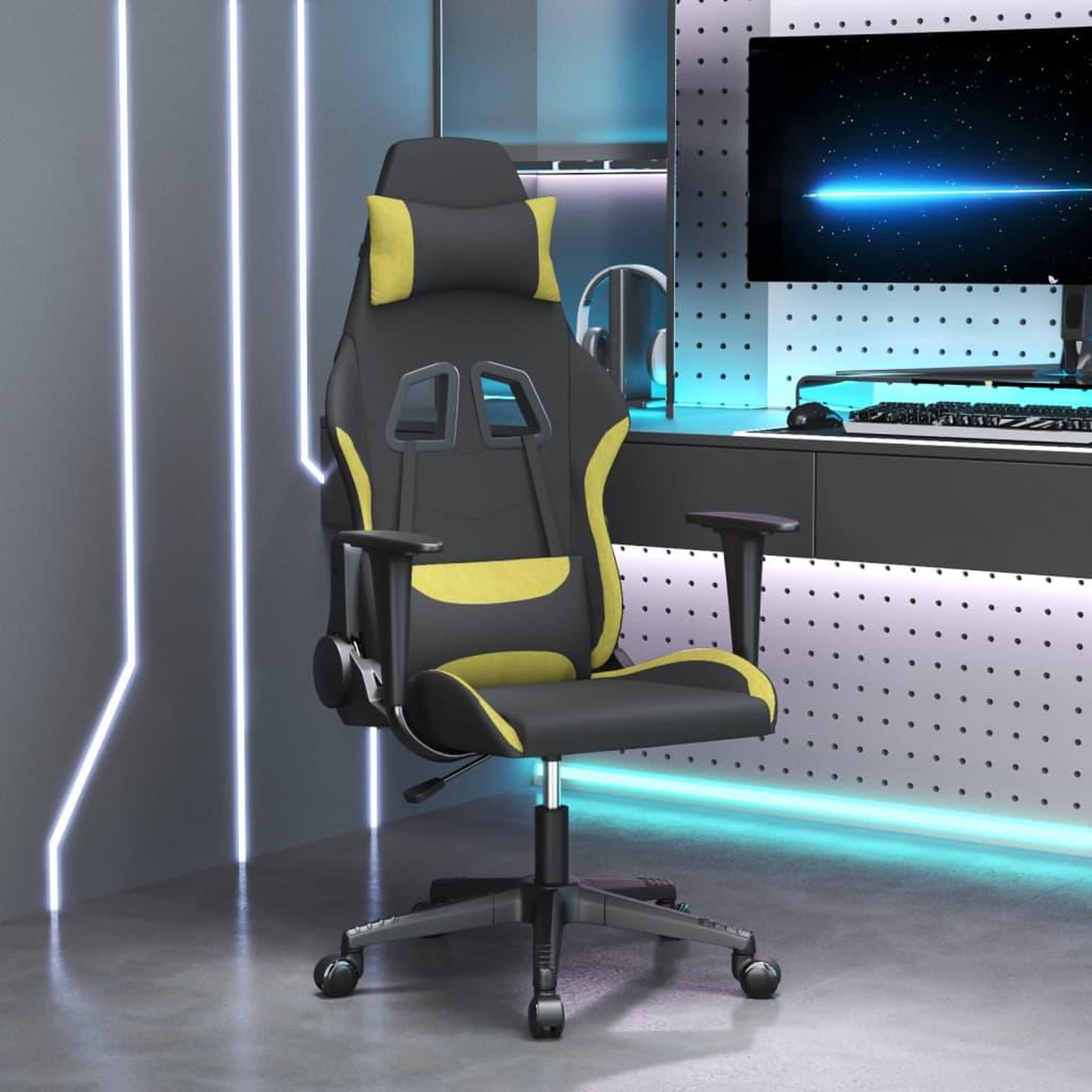 VIDAXL Chaise de jeu Noir et vert clair Tissu