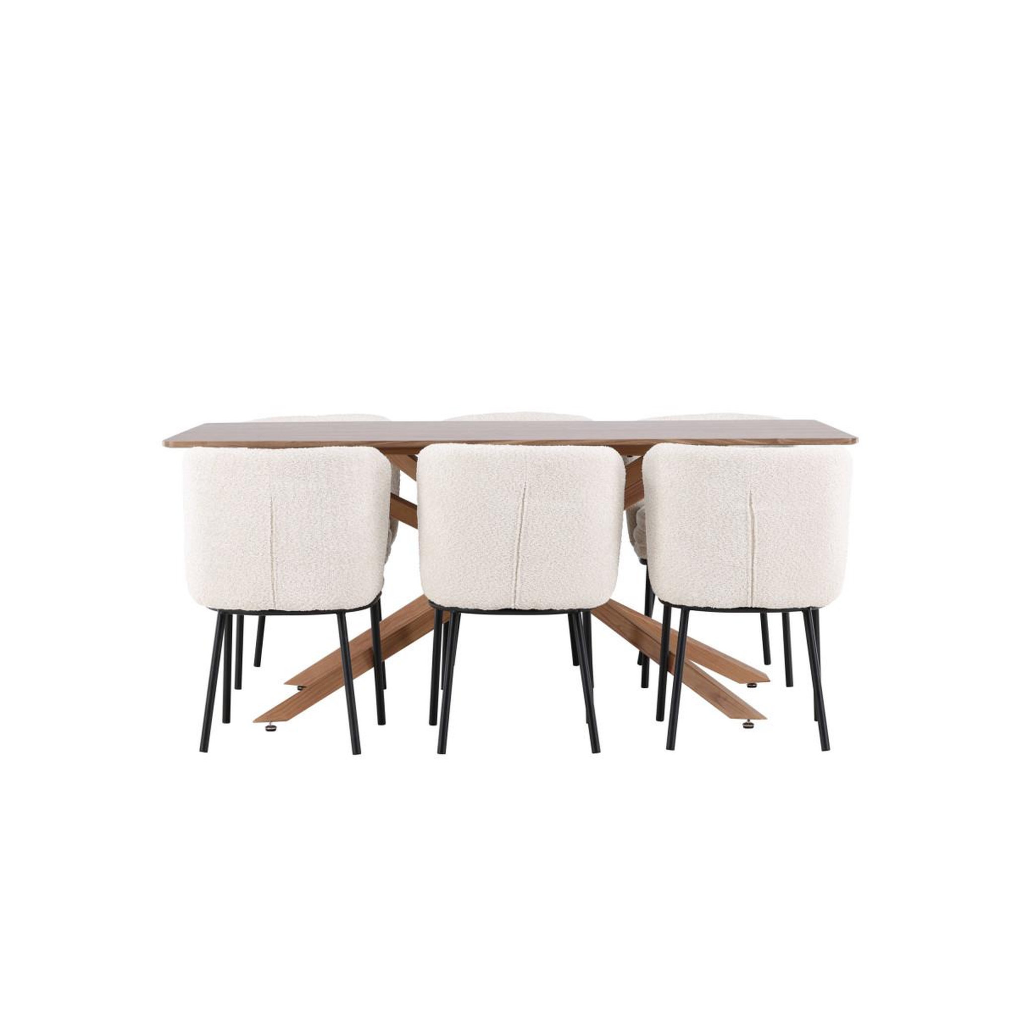 Voir la diapositive 2 : Paris Prix Ensemble table à manger & 6 chaises  piazza & agnes  180cm marron & blanc