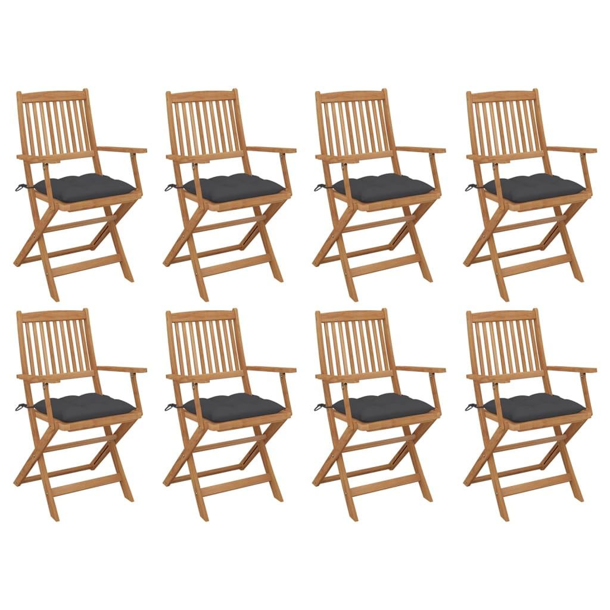 Voir la diapositive 1 : VIDAXL Chaises pliables d'exterieur et coussins lot de 8 Bois d'acacia
