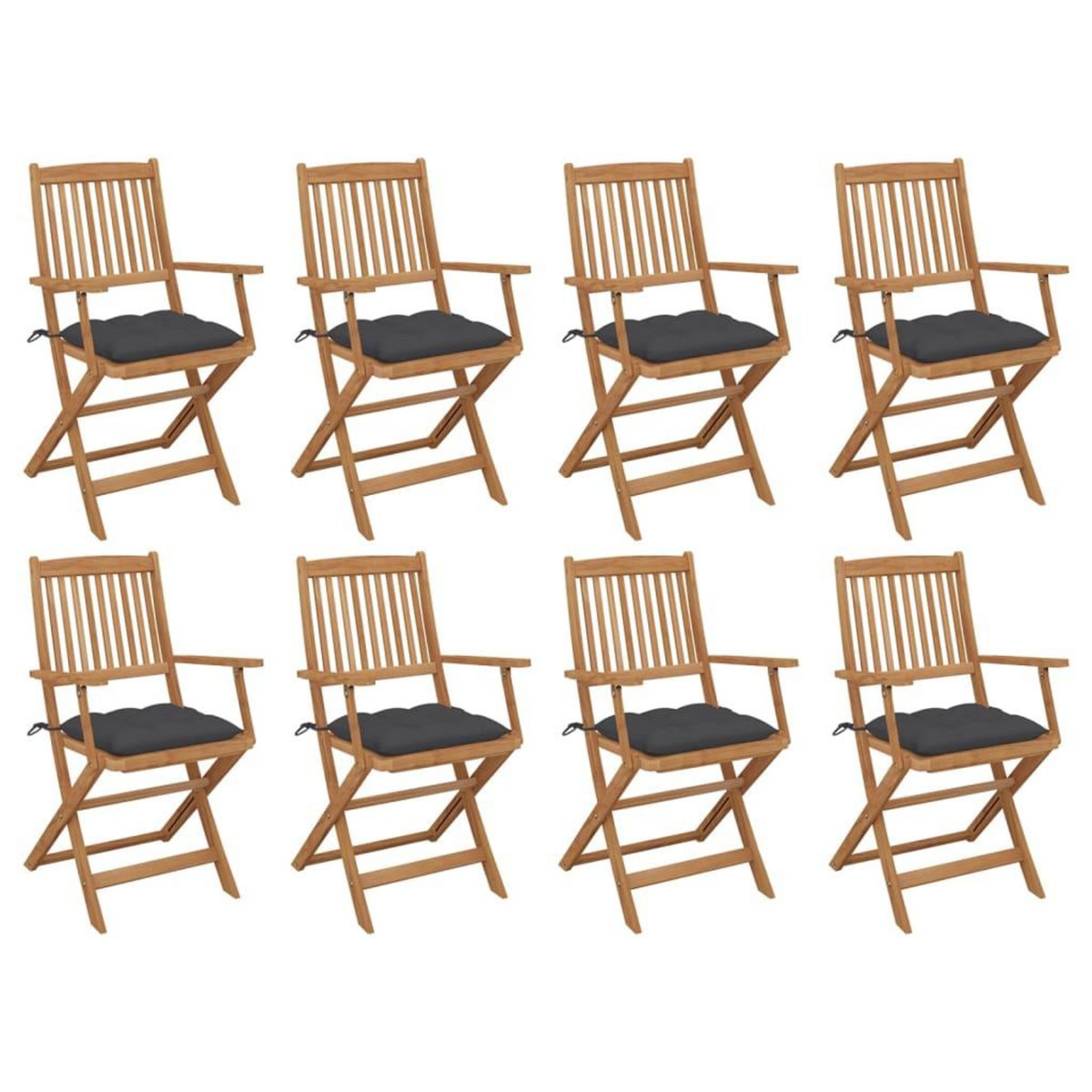 VIDAXL Chaises pliables d'exterieur et coussins lot de 8 Bois d'acacia