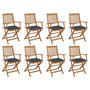 Voir la diapositive 1 : VIDAXL Chaises pliables d'exterieur et coussins lot de 8 Bois d'acacia