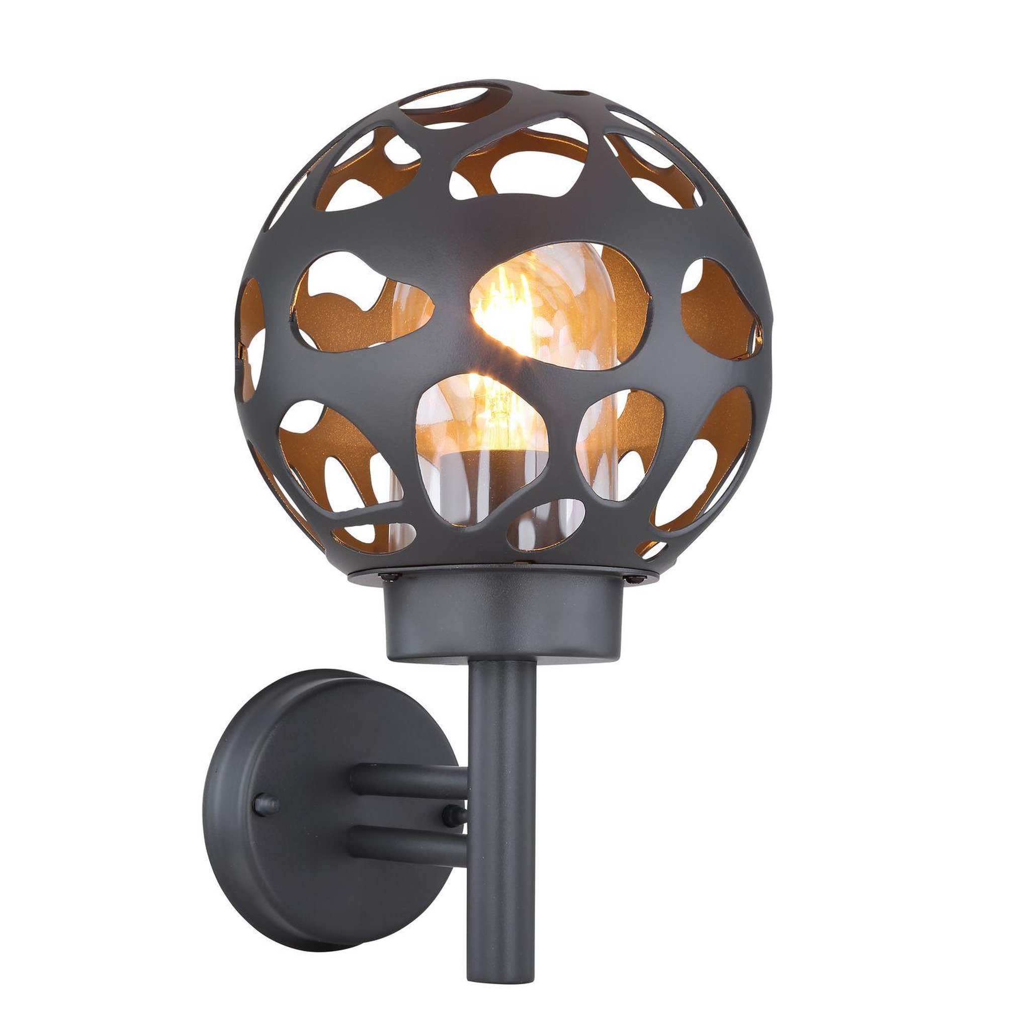 GLOBO Applique d'extérieur ronde en Inox - H. 32,7 cm - Noir