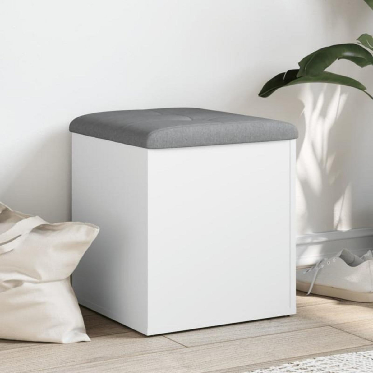 VIDAXL Banc de rangement blanc 42x42x45 cm bois d ingénierie