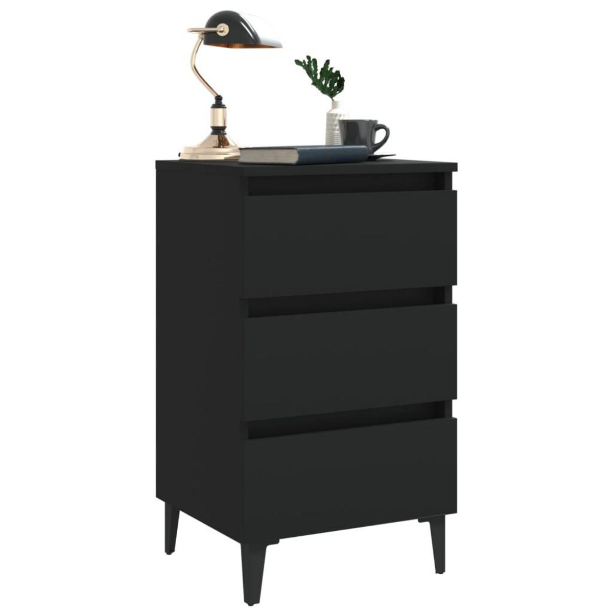 VIDAXL Table de chevet avec pieds en metal noir 40x35x69 cm