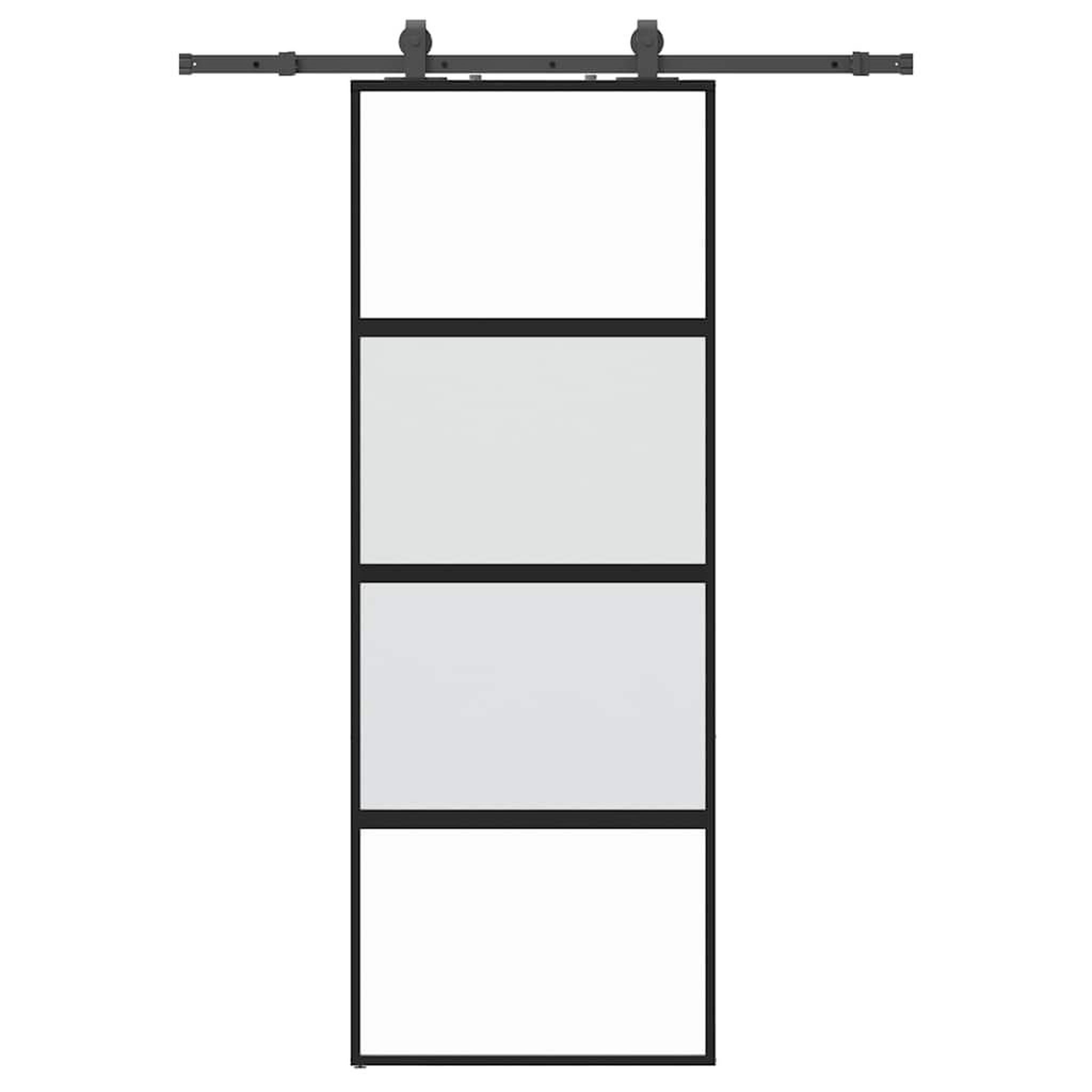 Voir la diapositive 2 : VIDAXL Porte coulissante kit quincaillerie noir 76x205 cm verre trempe