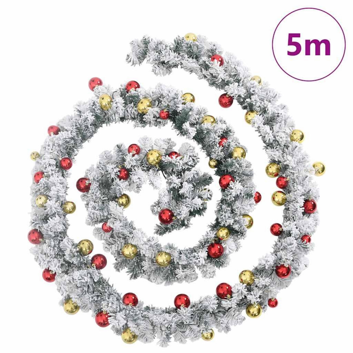 VIDAXL Guirlande de Noël avec boules et lumieres LED vert 5 m PVC