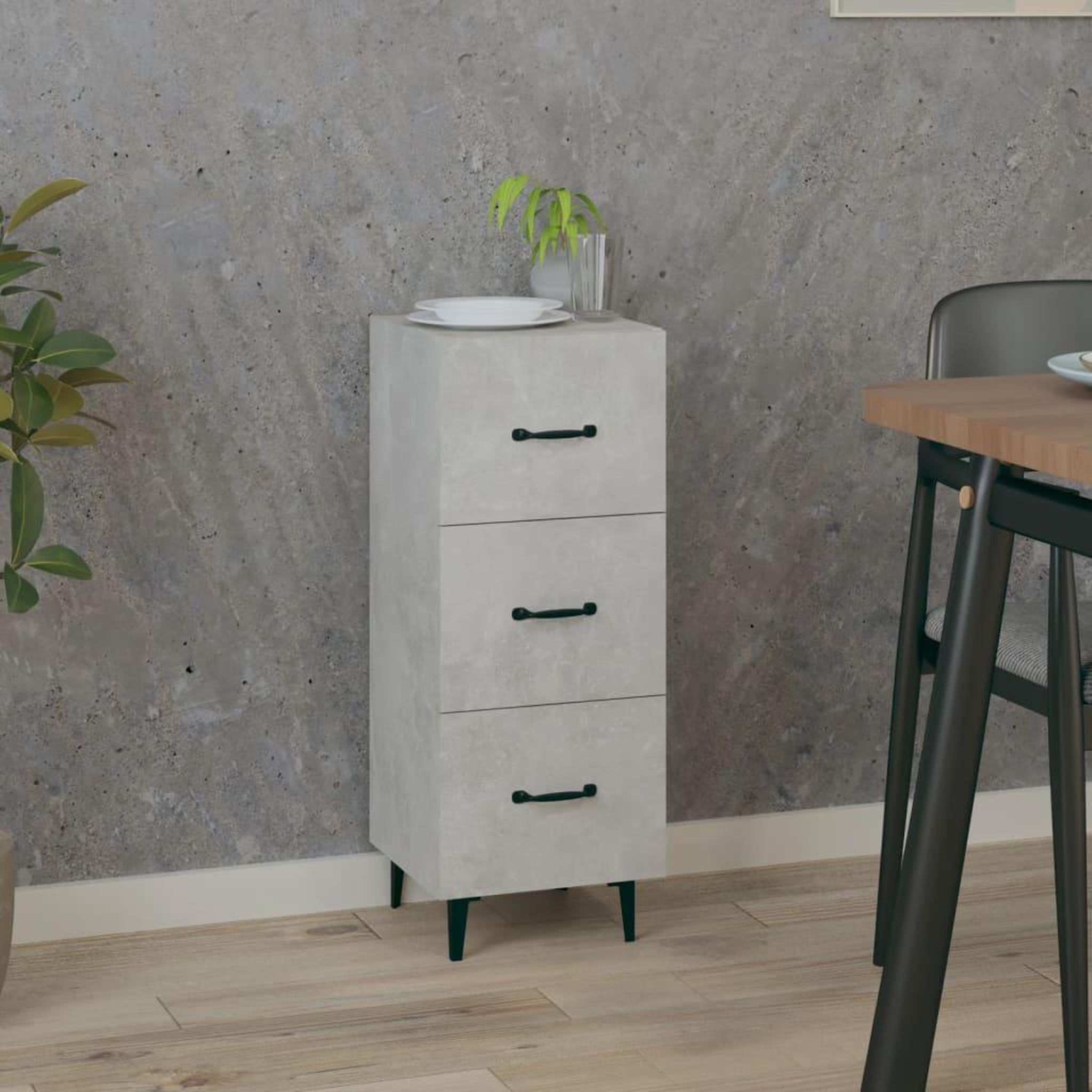 Voir la diapositive 1 : VIDAXL Buffet Gris beton 34,5x34x90 cm Bois d'ingenierie