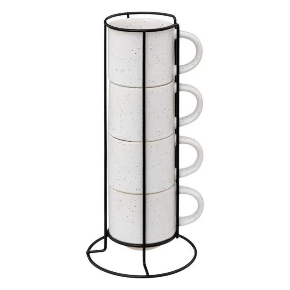 SECRET DE GOURMET Lot de 4 Mugs sur Rack  Lana  20cl Blanc