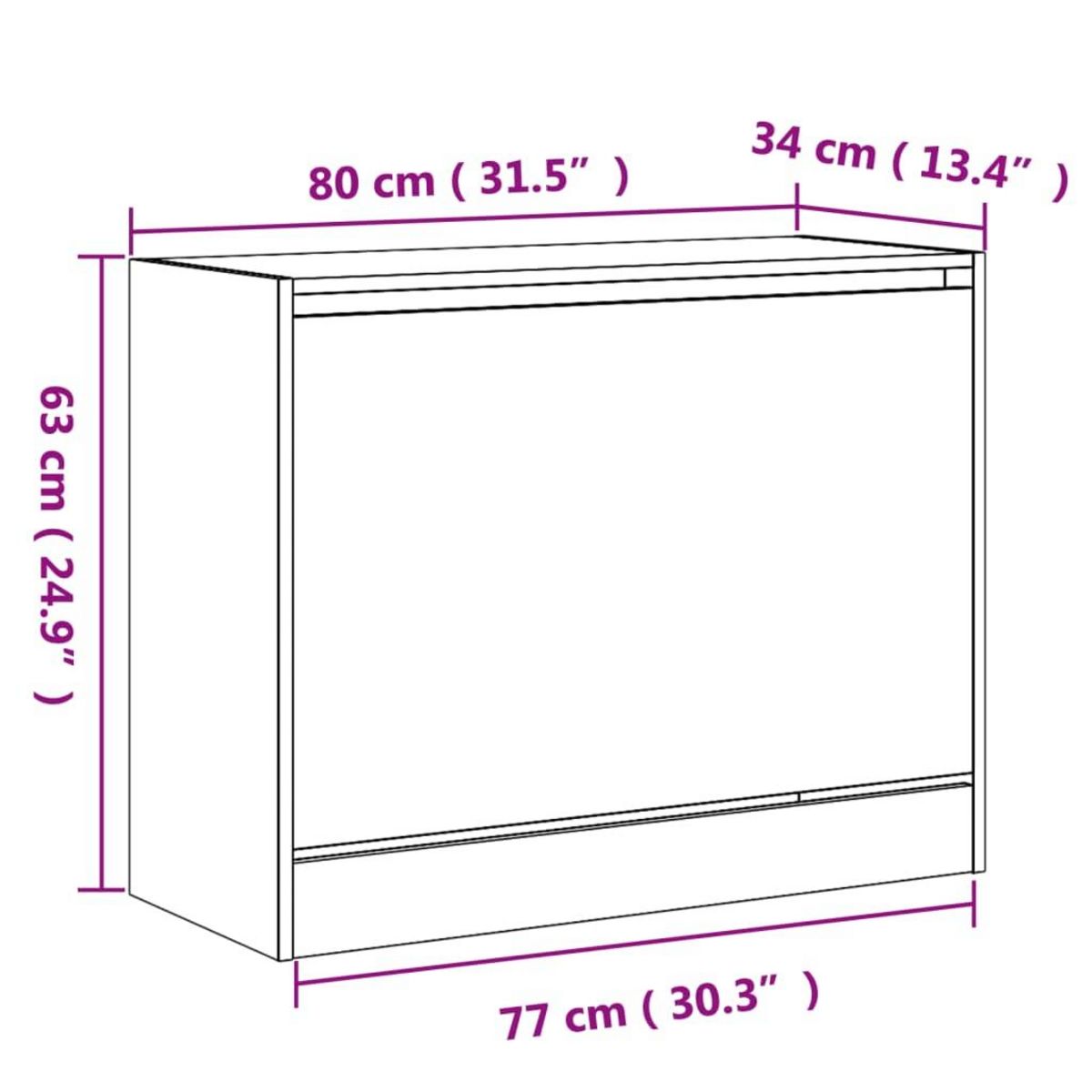 VIDAXL Armoire a chaussures chene fume 80x34x63 cm bois d'ingenierie