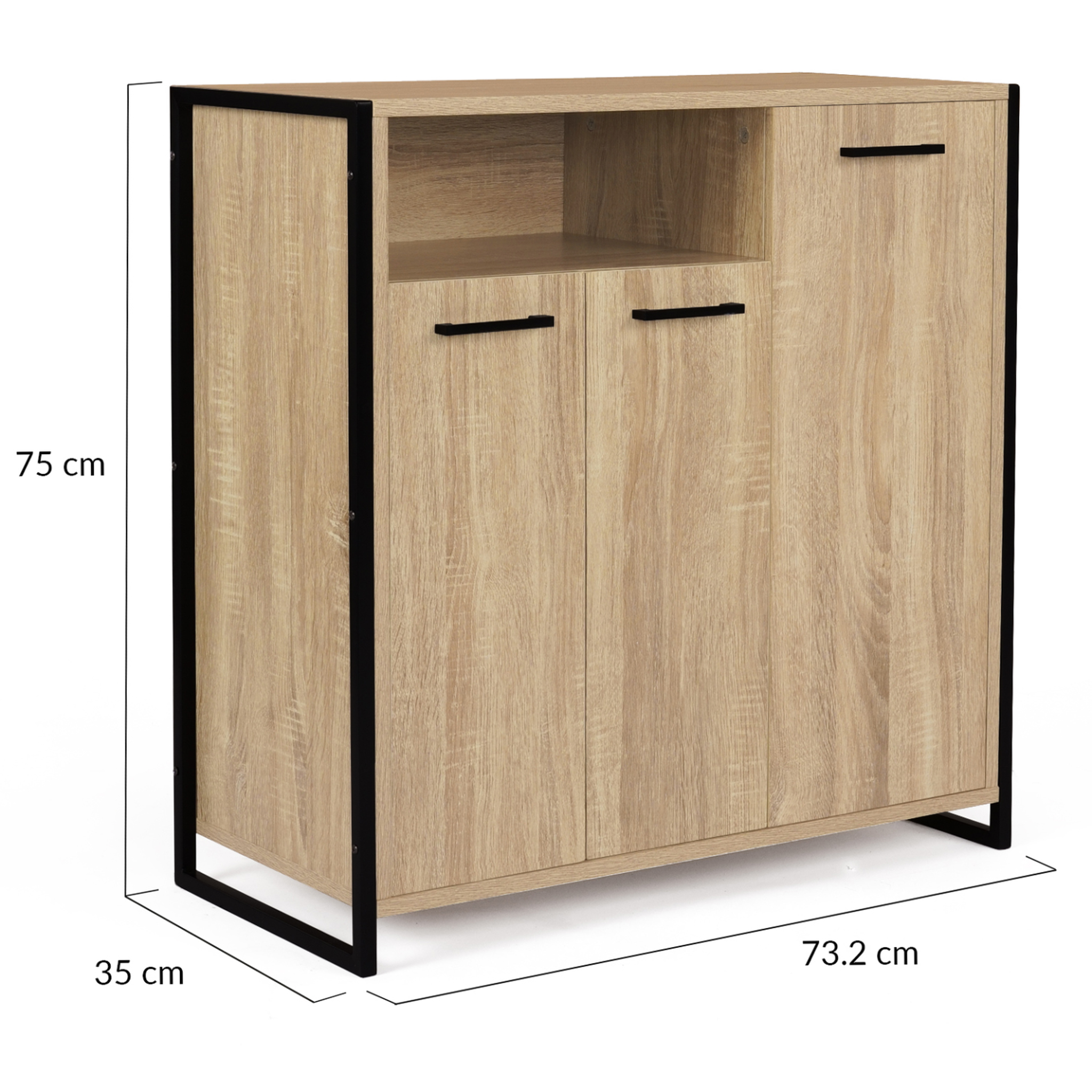 Voir la diapositive 5 : ID MARKET Armoire à chaussures 18 paires luis 3 portes avec niche design industriel