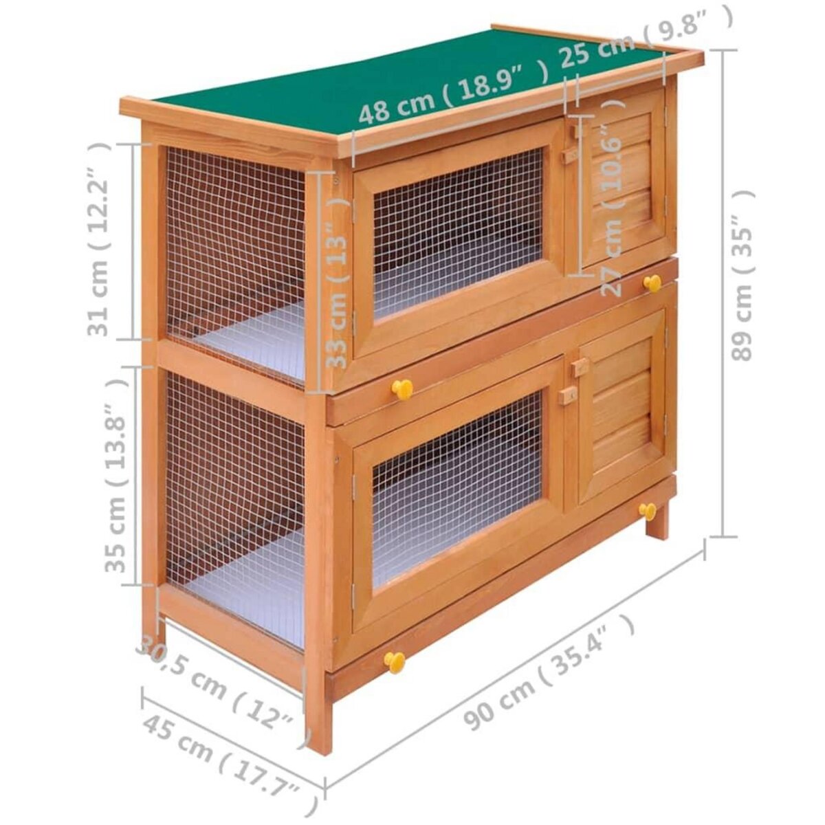 VIDAXL Clapier d'exterieur Enclos pour petits animaux 4 portes Bois