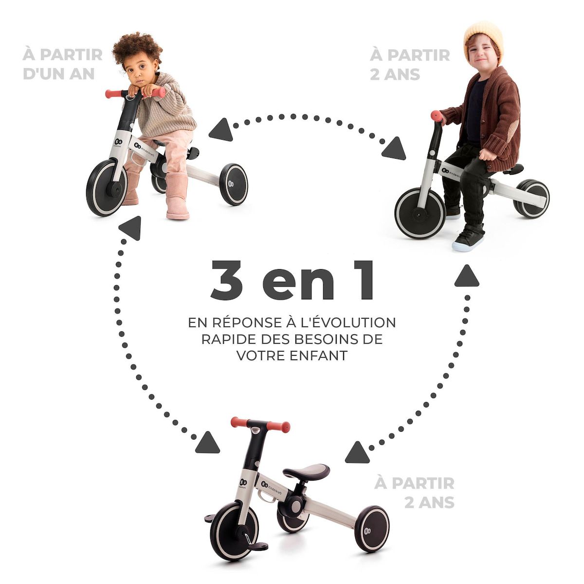 KINDERKRAFT Vélo d'équilibre léger pour enfants - selle et roues réglables