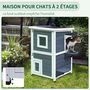 Voir la diapositive 5 : PAWHUT Maisonnette pour chat sur pied 2 niveaux - toit ouvrant bitumé - bois sapin pré-huilé peint gris blanc