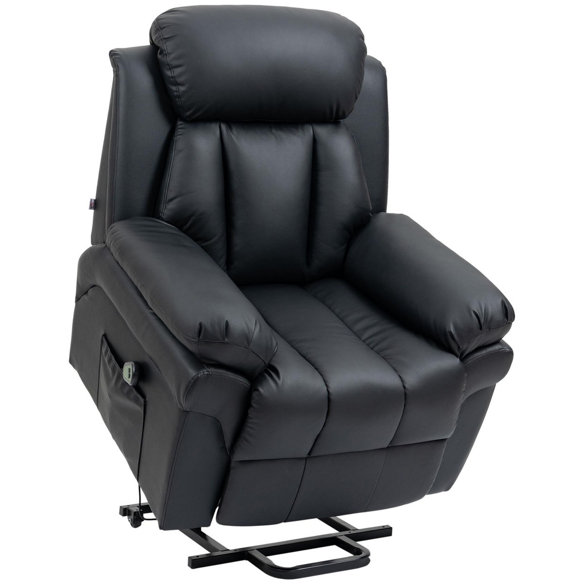 HOMCOM Fauteuil releveur inclinable avec repose-pied ajustable - fauteuil de relaxation électrique - revêtement synthétique noir