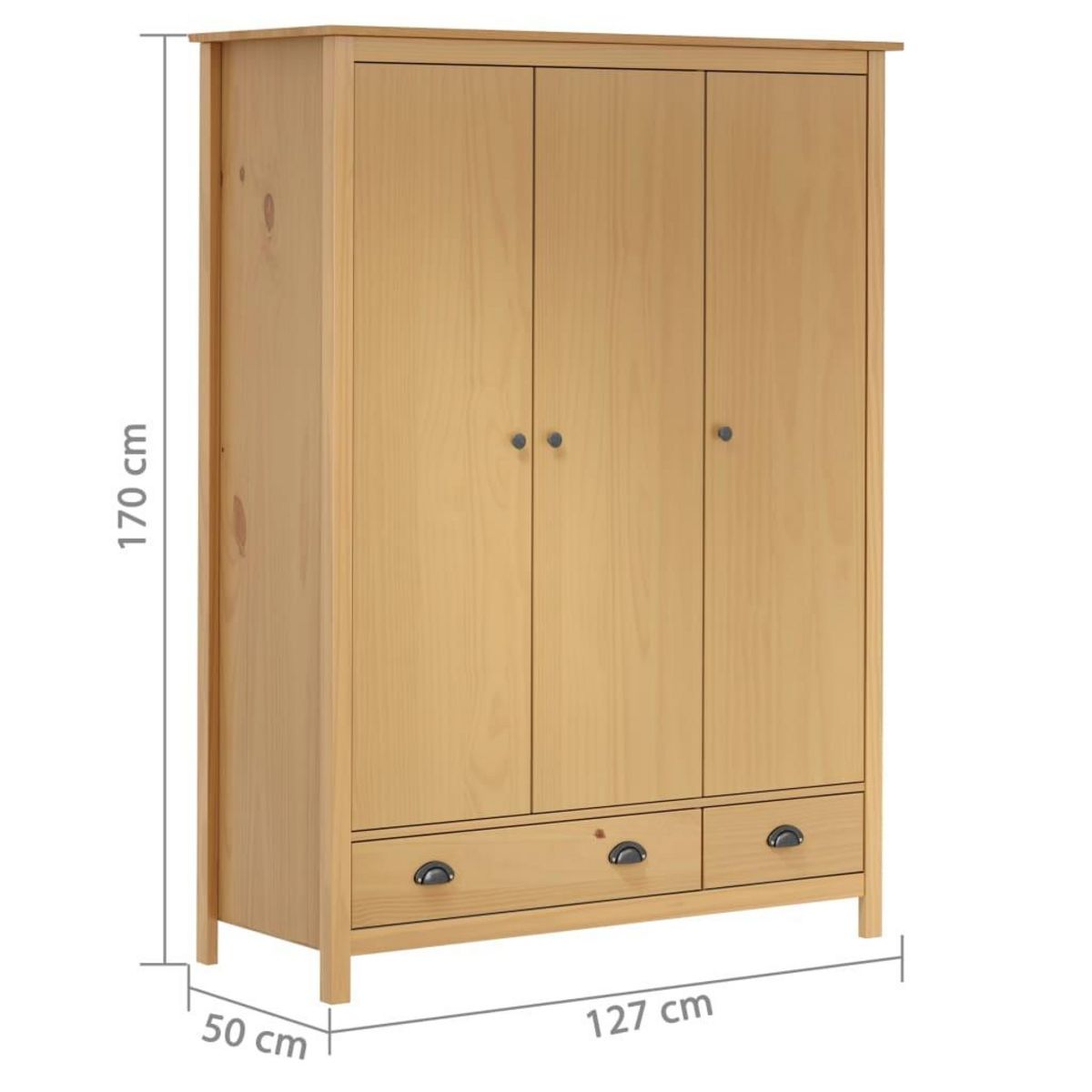 VIDAXL Garde-robe a 3 portes Hill 127x50x170 cm Pin solide