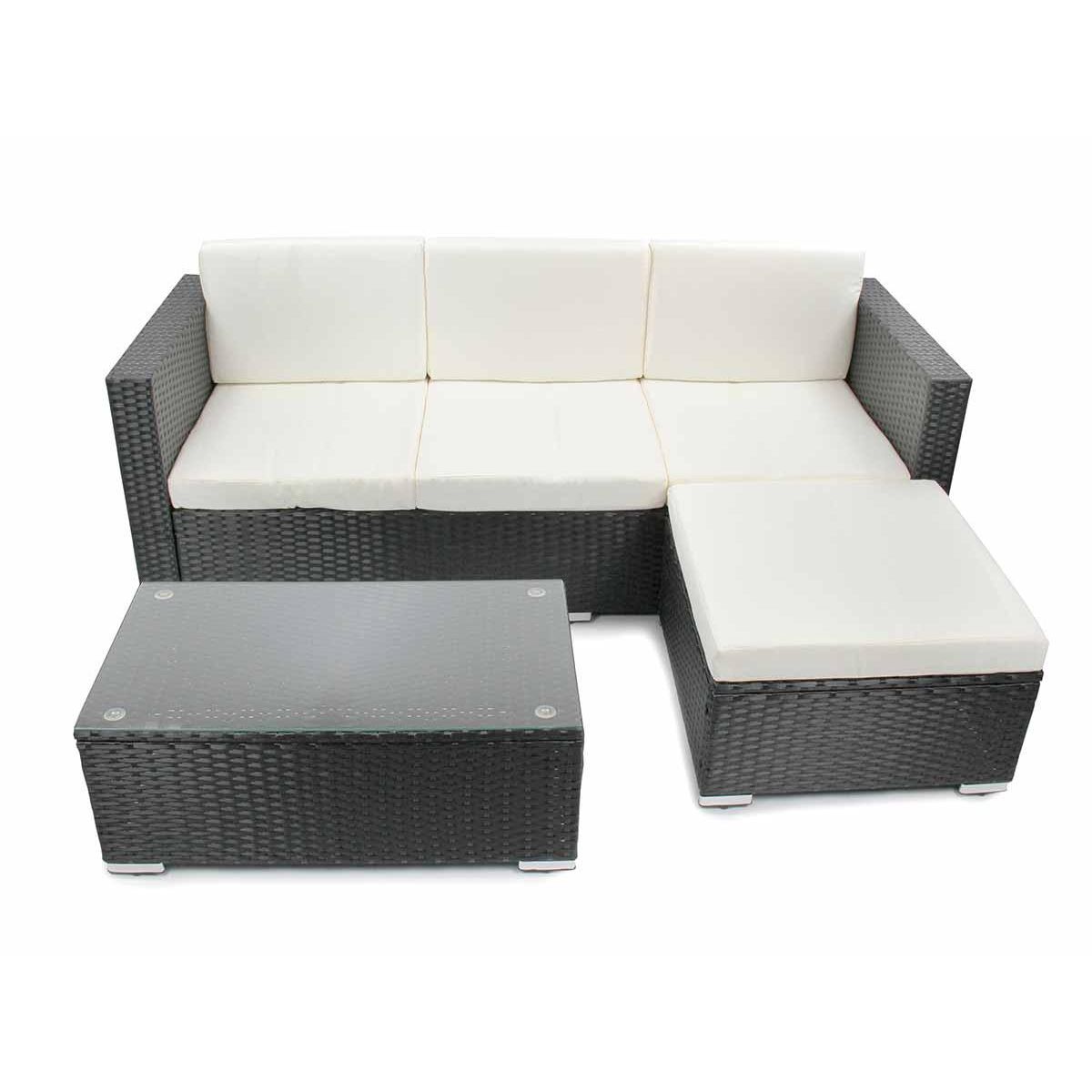 JARDIDECO Salon de jardin en résine tressée Camiri 4 places Noir - Jardideco