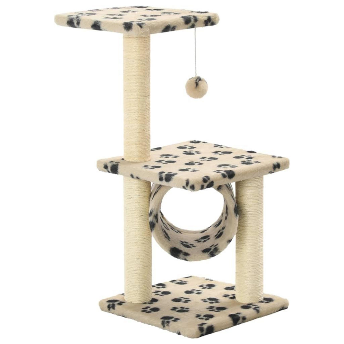 VIDAXL Arbre a chat avec griffoirs en sisal 65 cm Beige Motif pattes