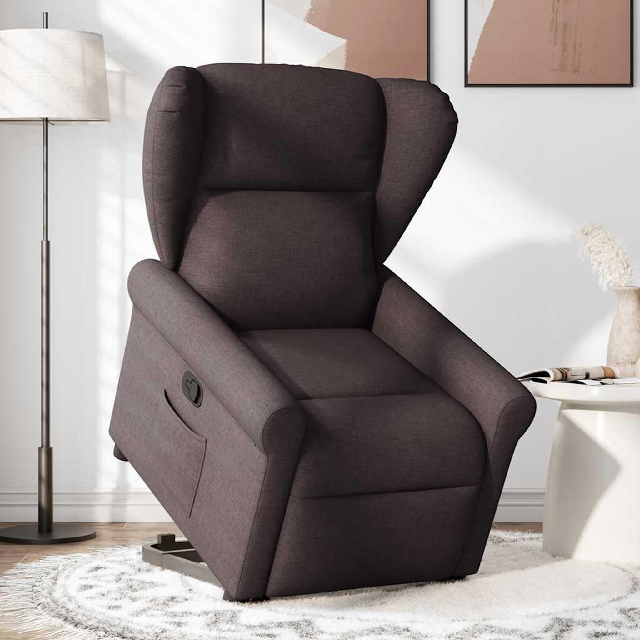Voir la diapositive 2 : VIDAXL Fauteuil inclinable marron fonce tissu