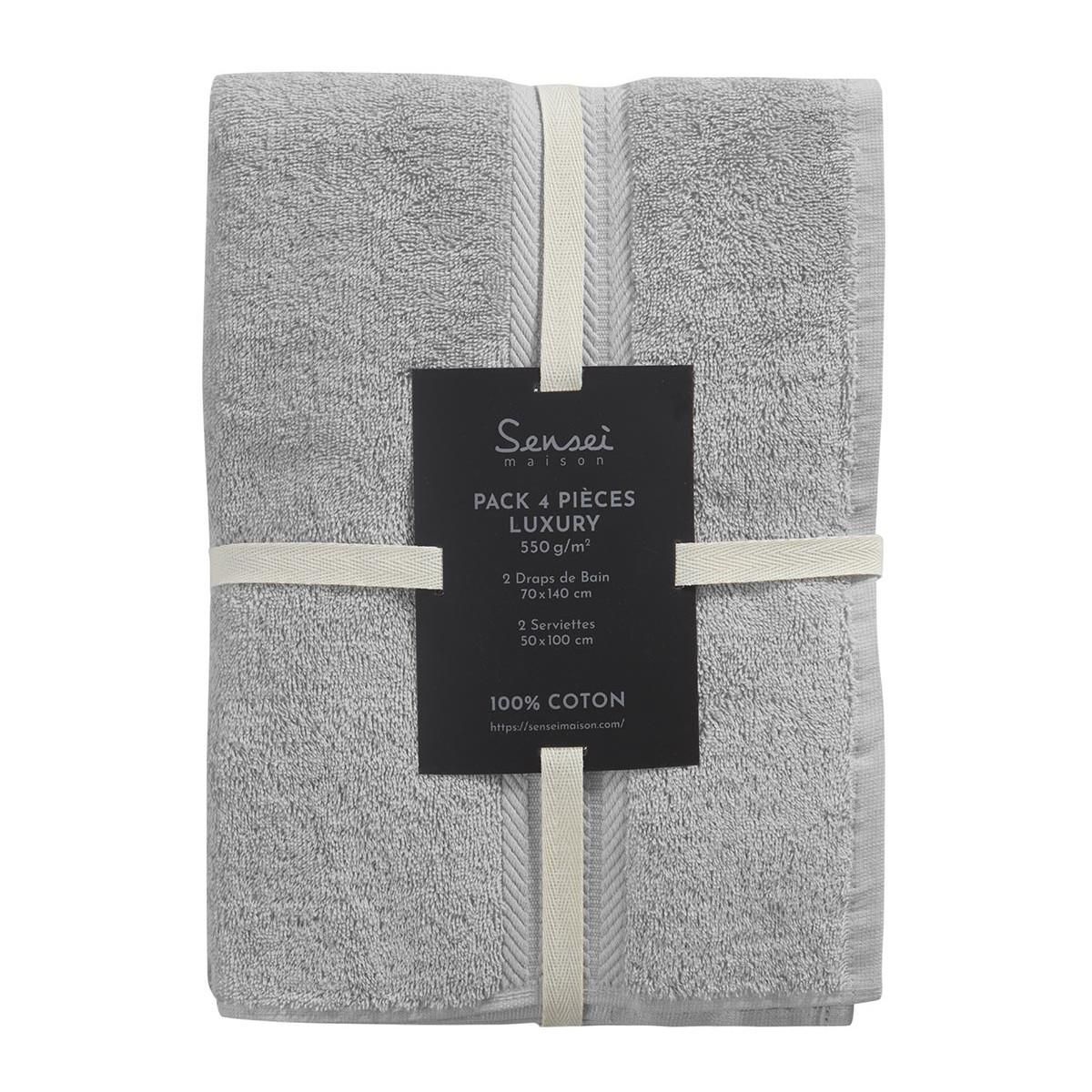 Sensei Maison Ensemble de bain 4 pièces (2 draps de bain + 2 serviettes de toilette) LUXURY
